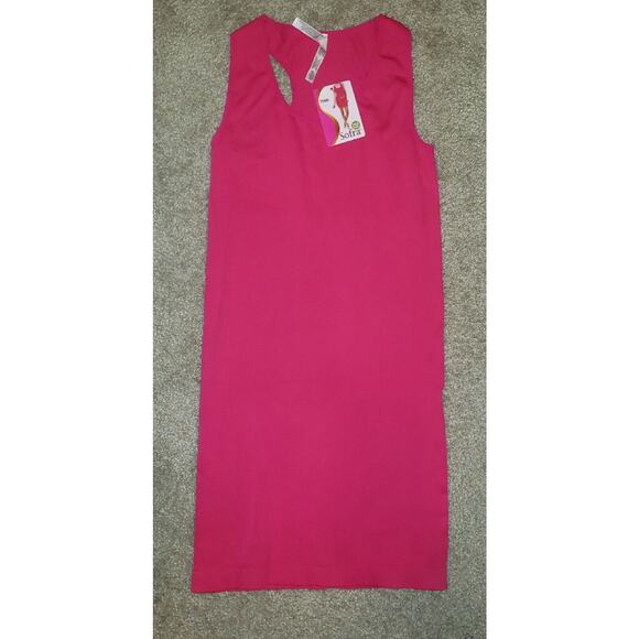 Sofra Ladies Racerback T-Shirt Dress Poly Women Coverup Xs/Small  Fuchsia - Picture 2 of 3